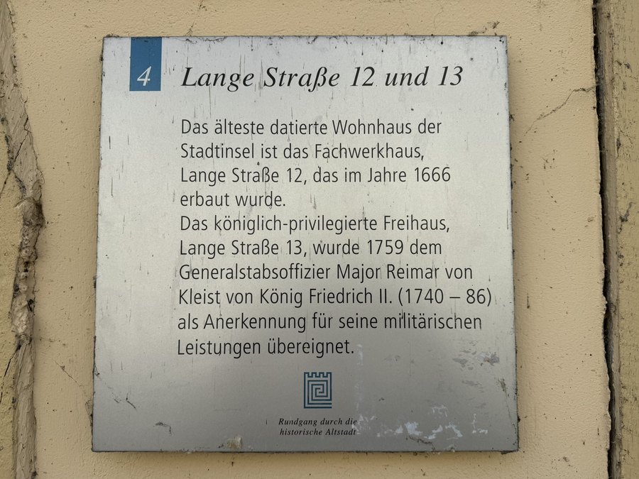 Infotafel Lange Straße 12 und 13 Havelberg