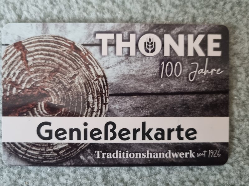 Genießerkarte der Bäckerei Thonke, 100 Jahre Traditionshandwerk