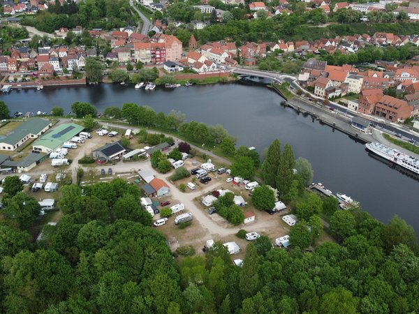 Campinginsel Havelberg von oben